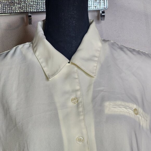 Apparenza Whipped Butter Yellow Poly SS Button Up Chest Pocket Blouse Size 1X - Picture 7 of 16